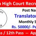 Calcutta High Court Recruitment 2025 Apply Offline for Translator Posts