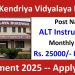 PM Shri Kendriya Vidyalaya Burdwan ALT Instructor Recruitment 2025 Apply Now