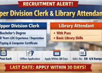 Upper Division Clerk and Library Attendant Posts Recruitment