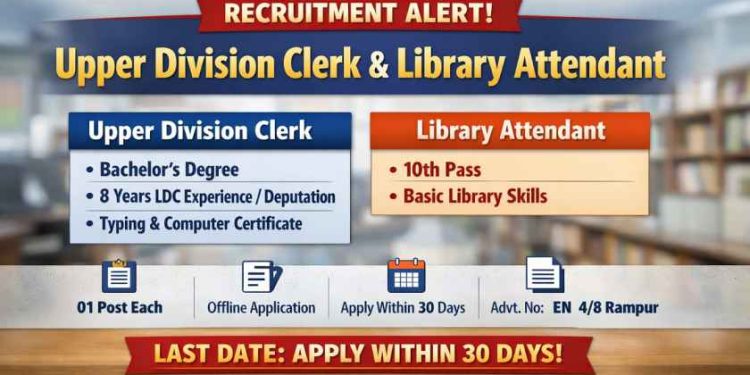 Upper Division Clerk and Library Attendant Posts Recruitment